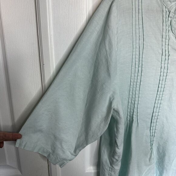 Symple NYC Women's Linen Size XL Blouse Top Lace Hem Lagonlook Beach Flowy Boho - Picture 5 of 11